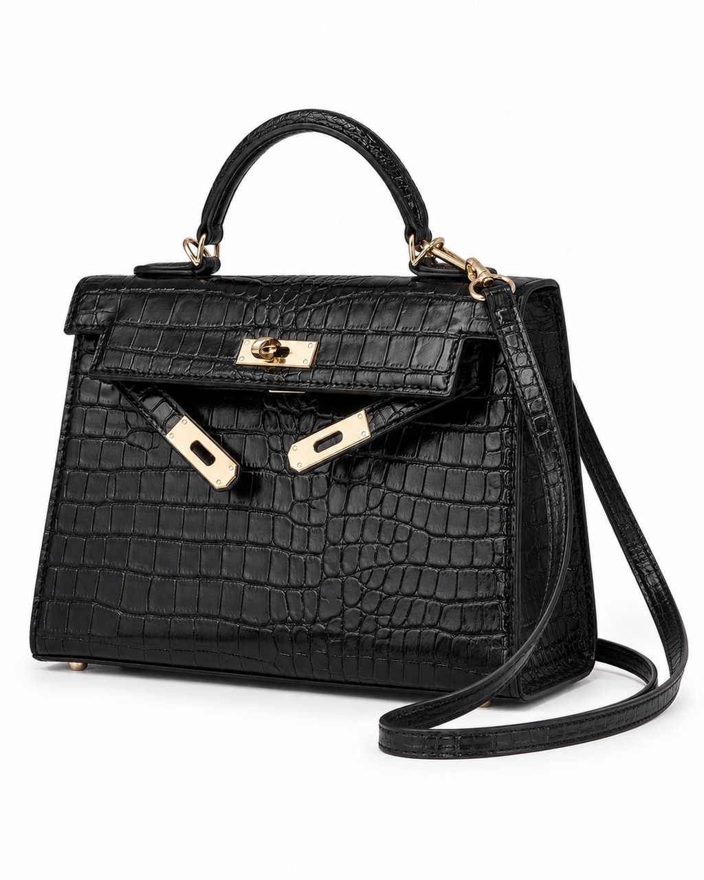 Crocodile Pattern Flap Crossbody Bag