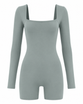 Square Neck Long Sleeve Active Romper