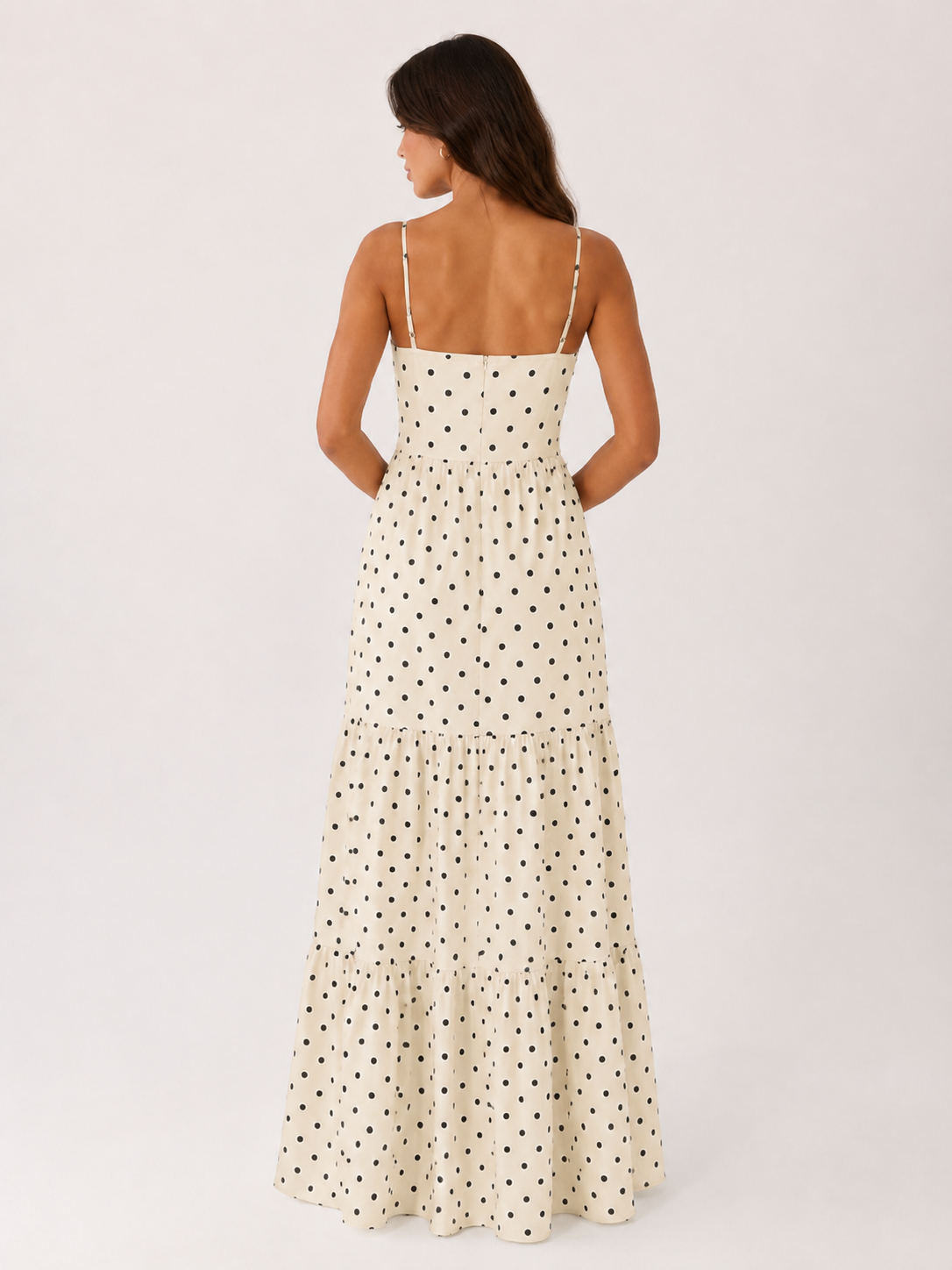 Polka Dot Tie-Front Cutout Maxi Dress