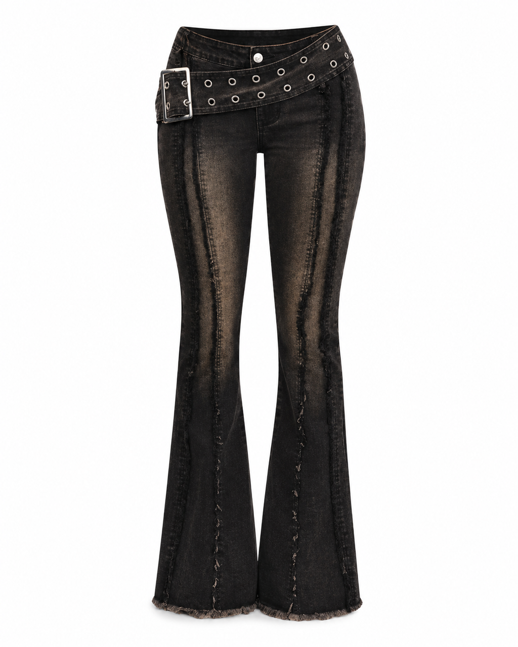 Distressed Low-Rise Flare Jeans