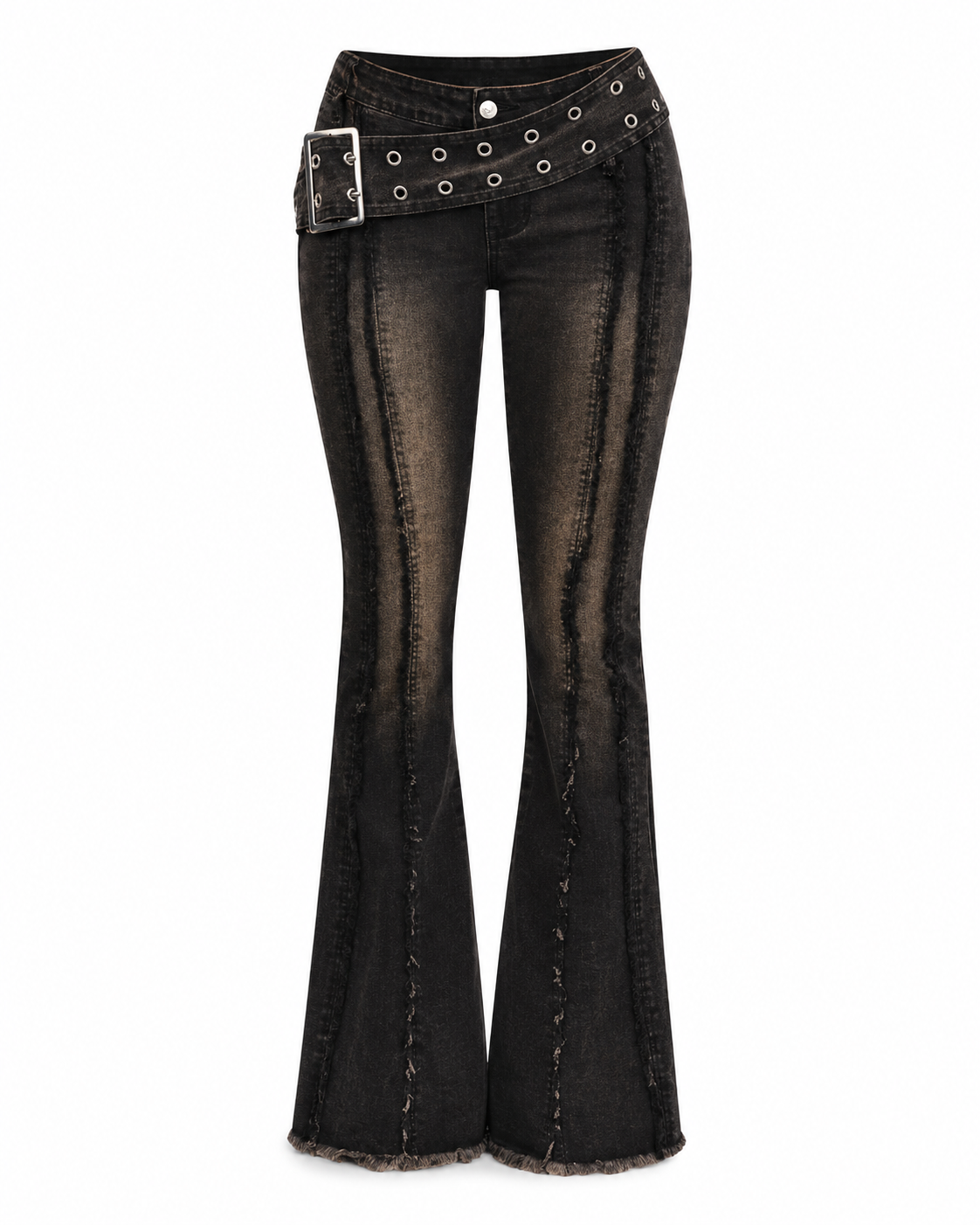 Distressed Low-Rise Flare Jeans