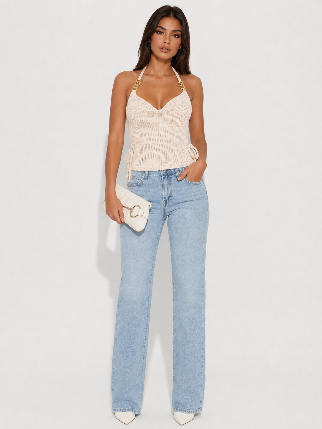 Waffle Knit Halter Neck Cami