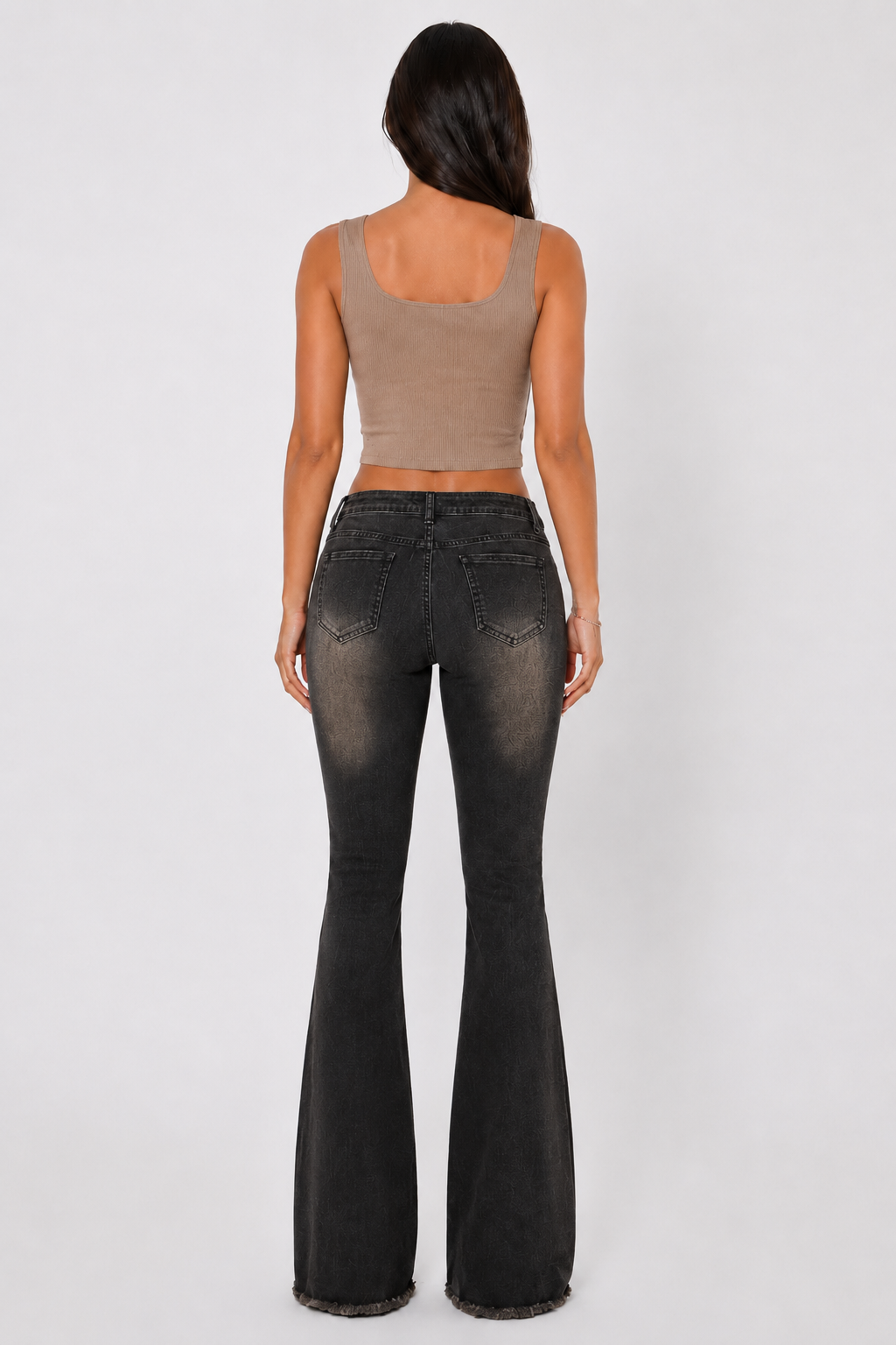 Distressed Low-Rise Flare Jeans