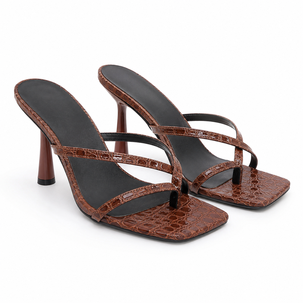 Crisscross Flare Heels Sandals