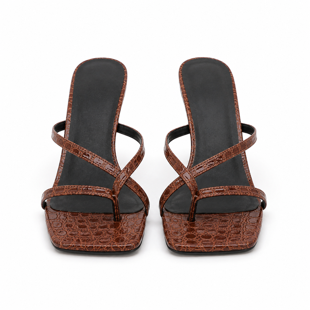 Crisscross Flare Heels Sandals
