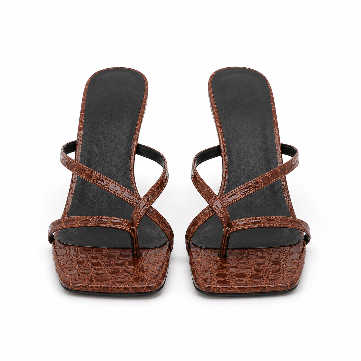 Crisscross Flare Heels Sandals