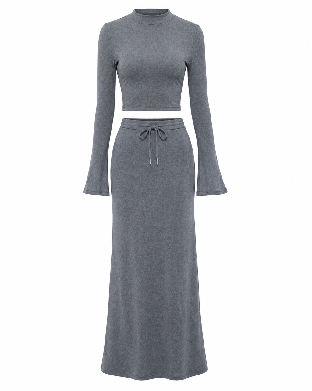 Long Sleeve Top & Drawstring Maxi Skirt Set