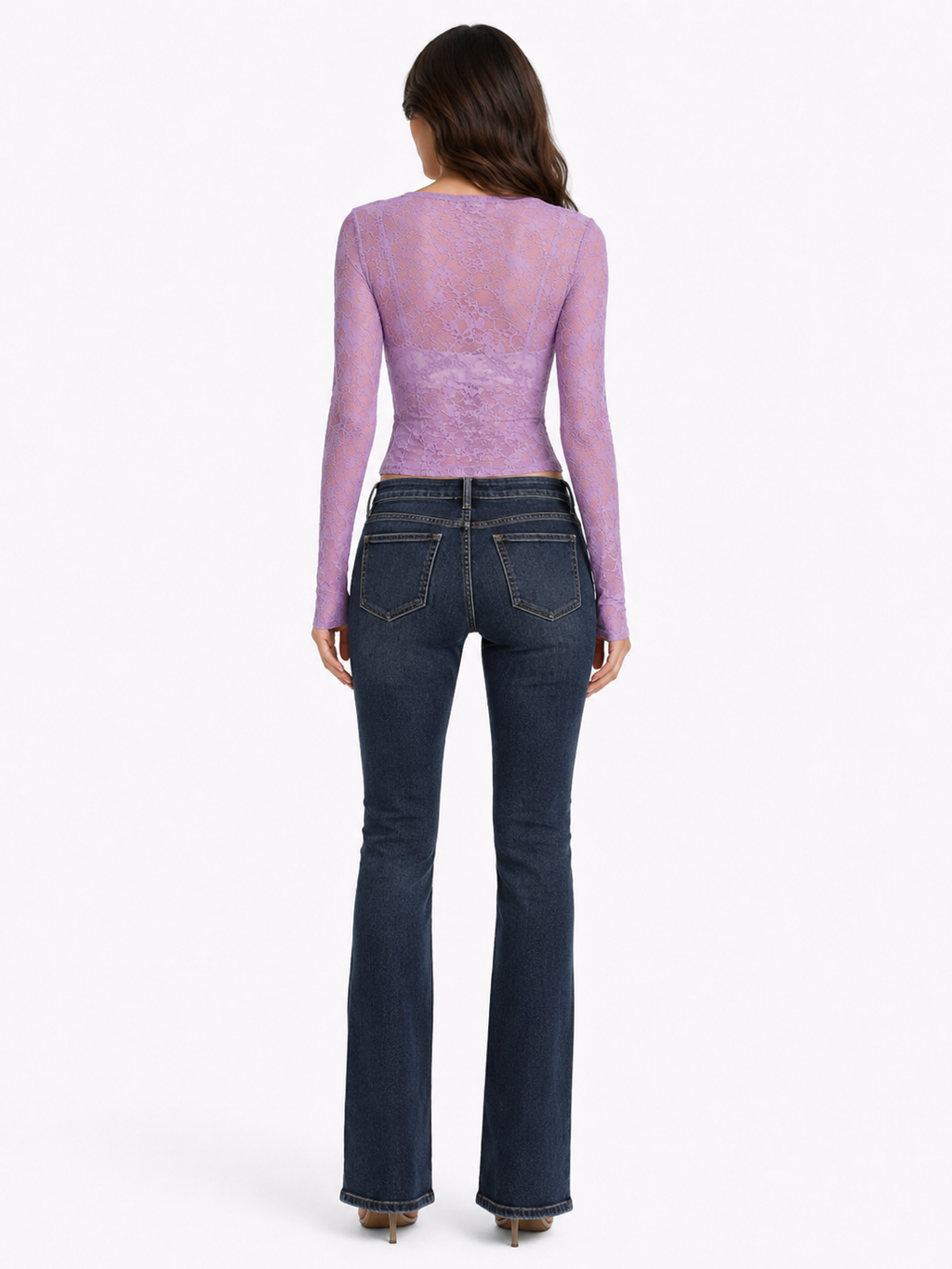 Tie Front Long Sleeve Lace Top