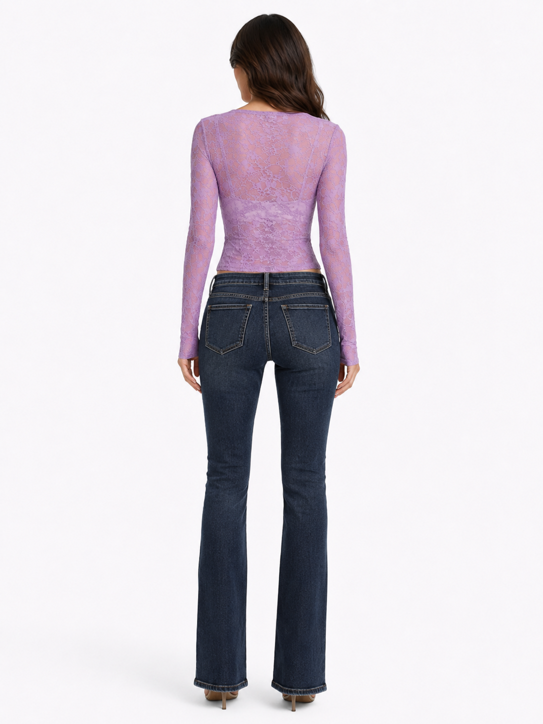 Tie Front Long Sleeve Lace Top