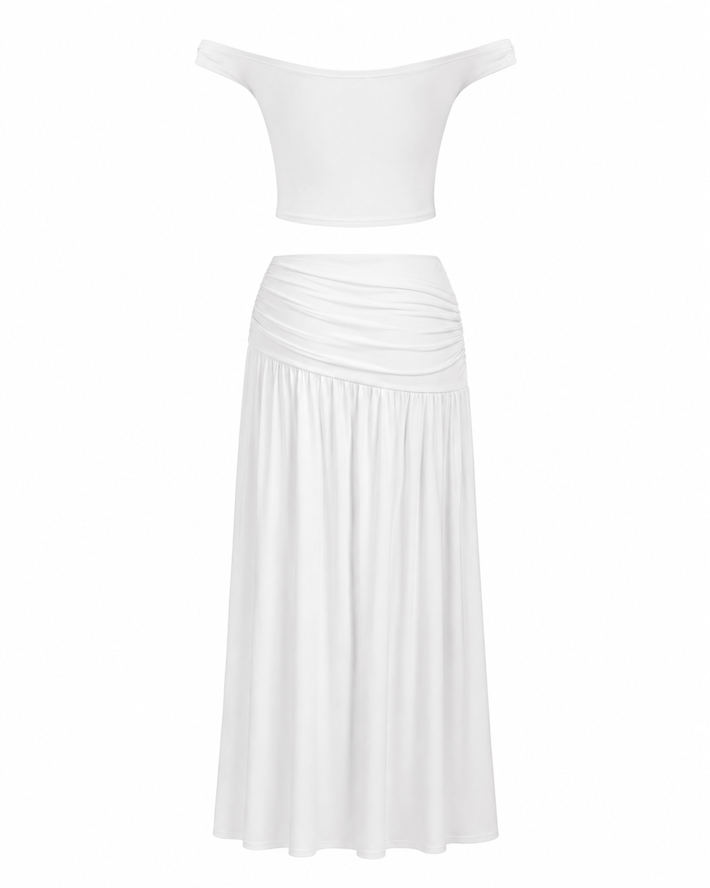 Off-Shoulder Top and Split Skirt Set