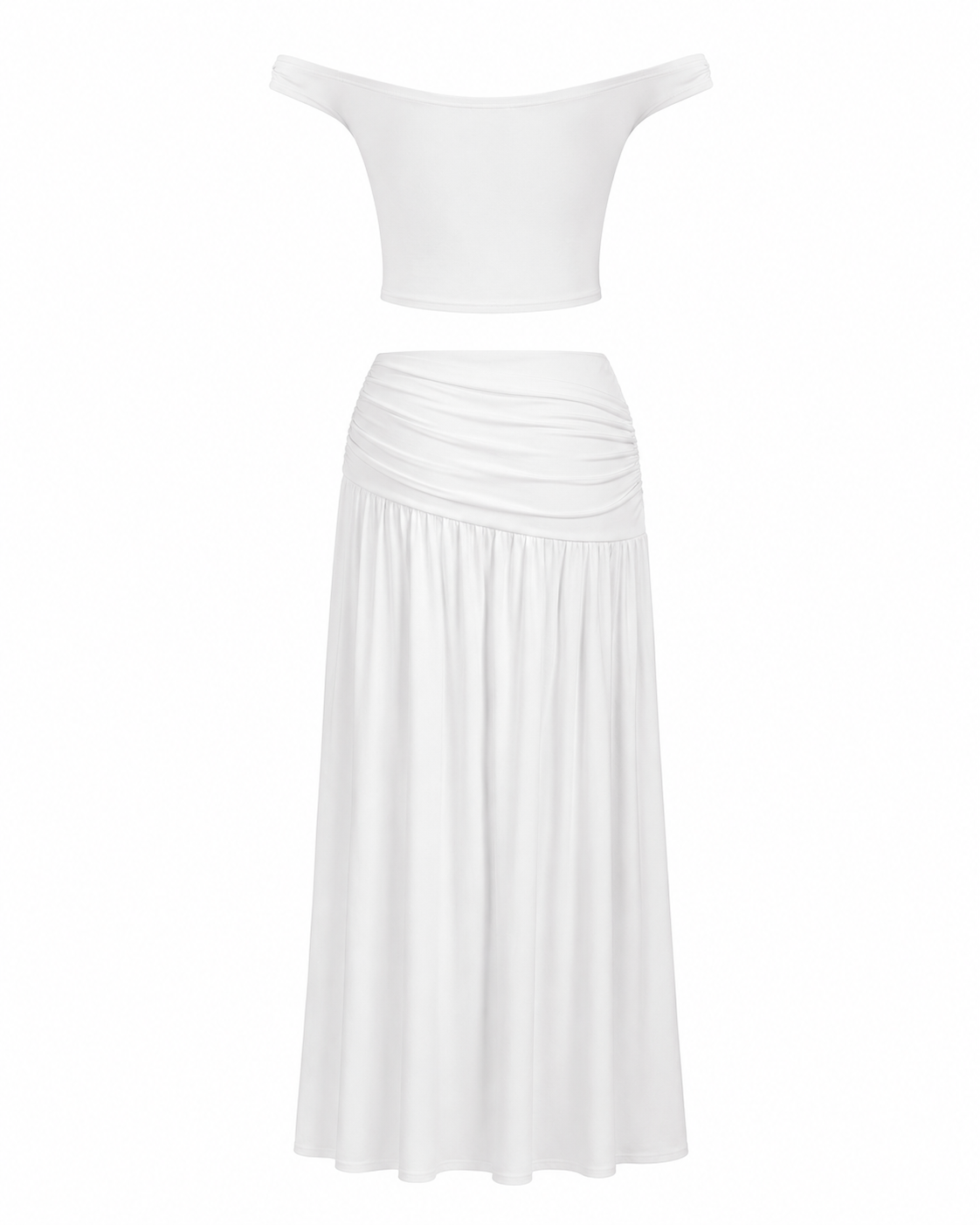 Off-Shoulder Top and Split Skirt Set
