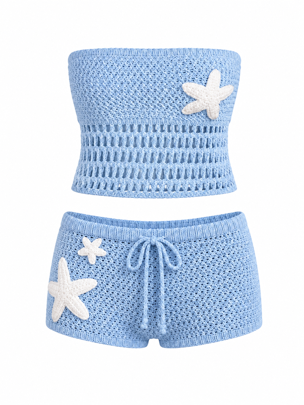 Crochet Tube Top and Shorts Sweater Set