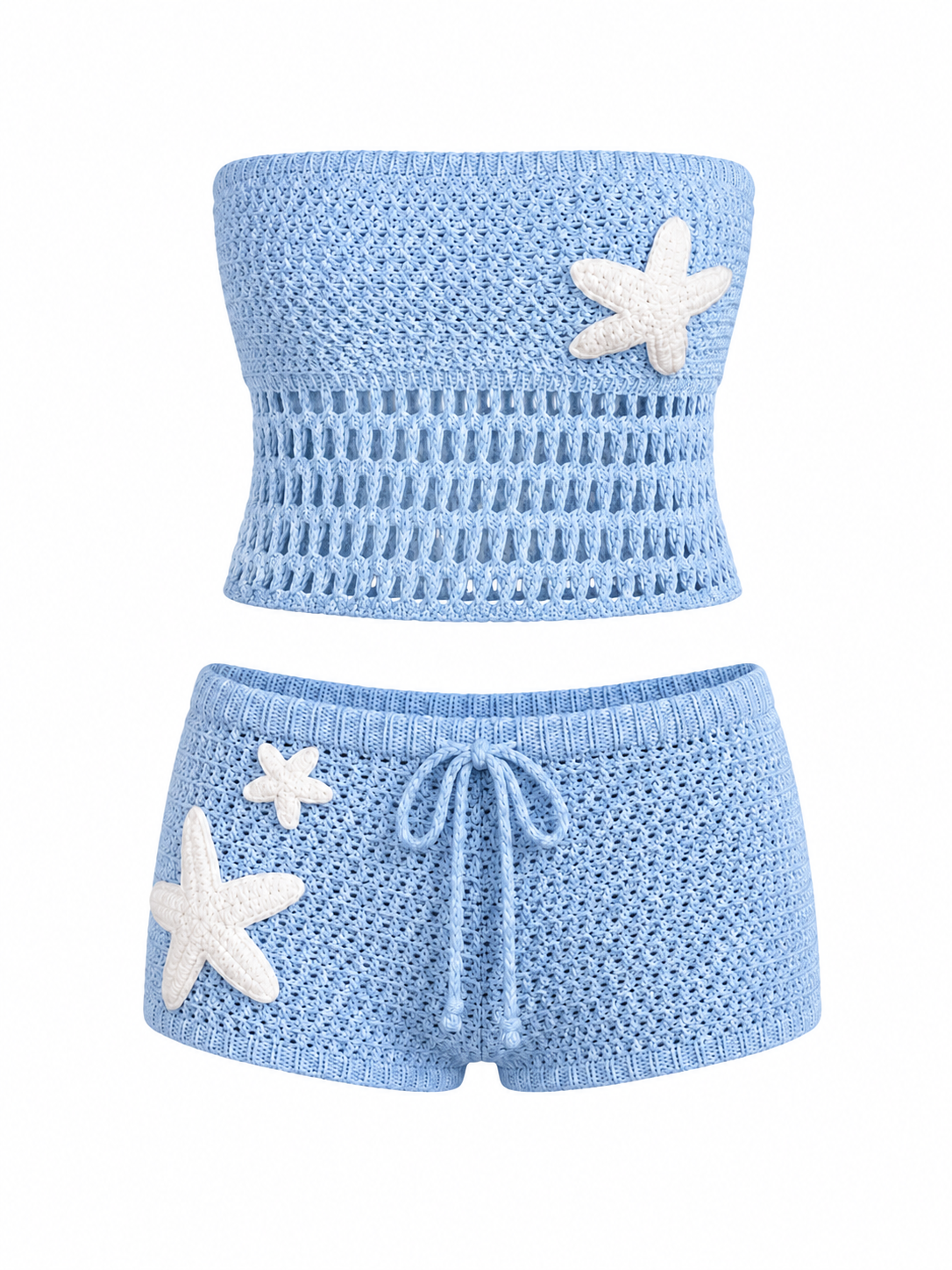 Crochet Tube Top and Shorts Sweater Set