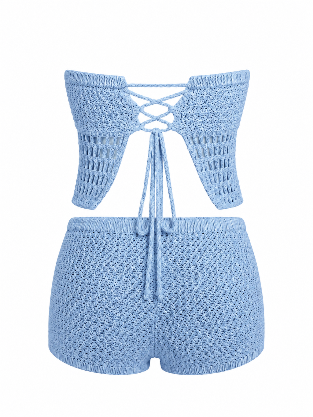 Crochet Tube Top and Shorts Sweater Set