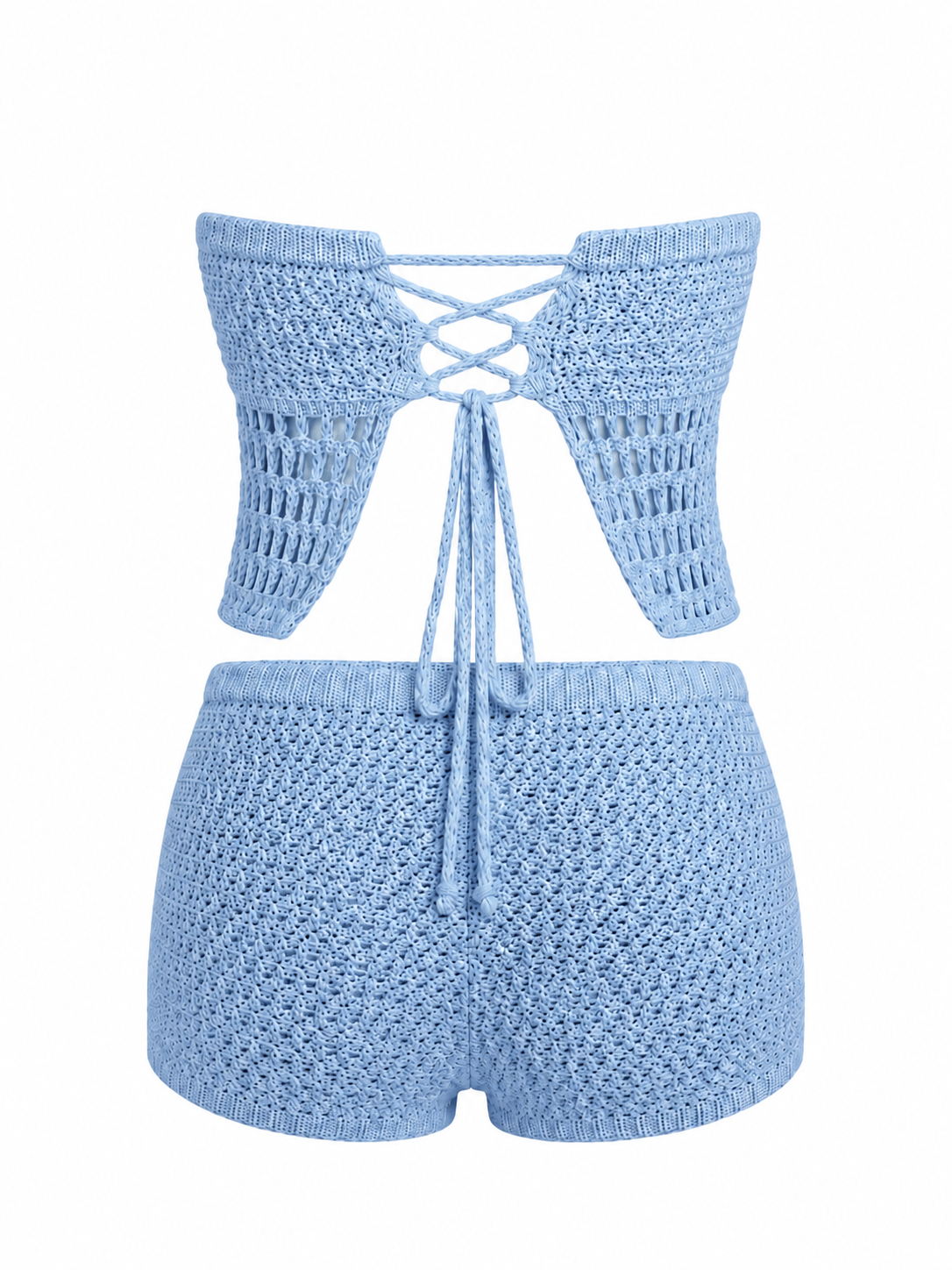 Crochet Tube Top and Shorts Sweater Set