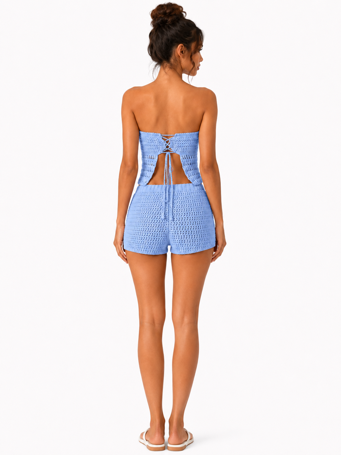Crochet Tube Top and Shorts Sweater Set