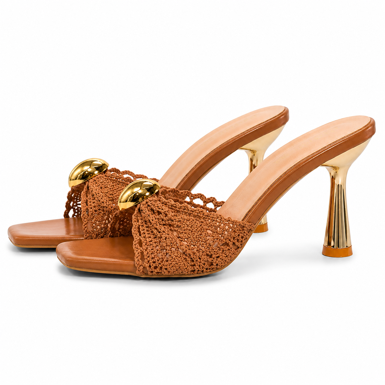 Crochet Detail Heeled Sandals