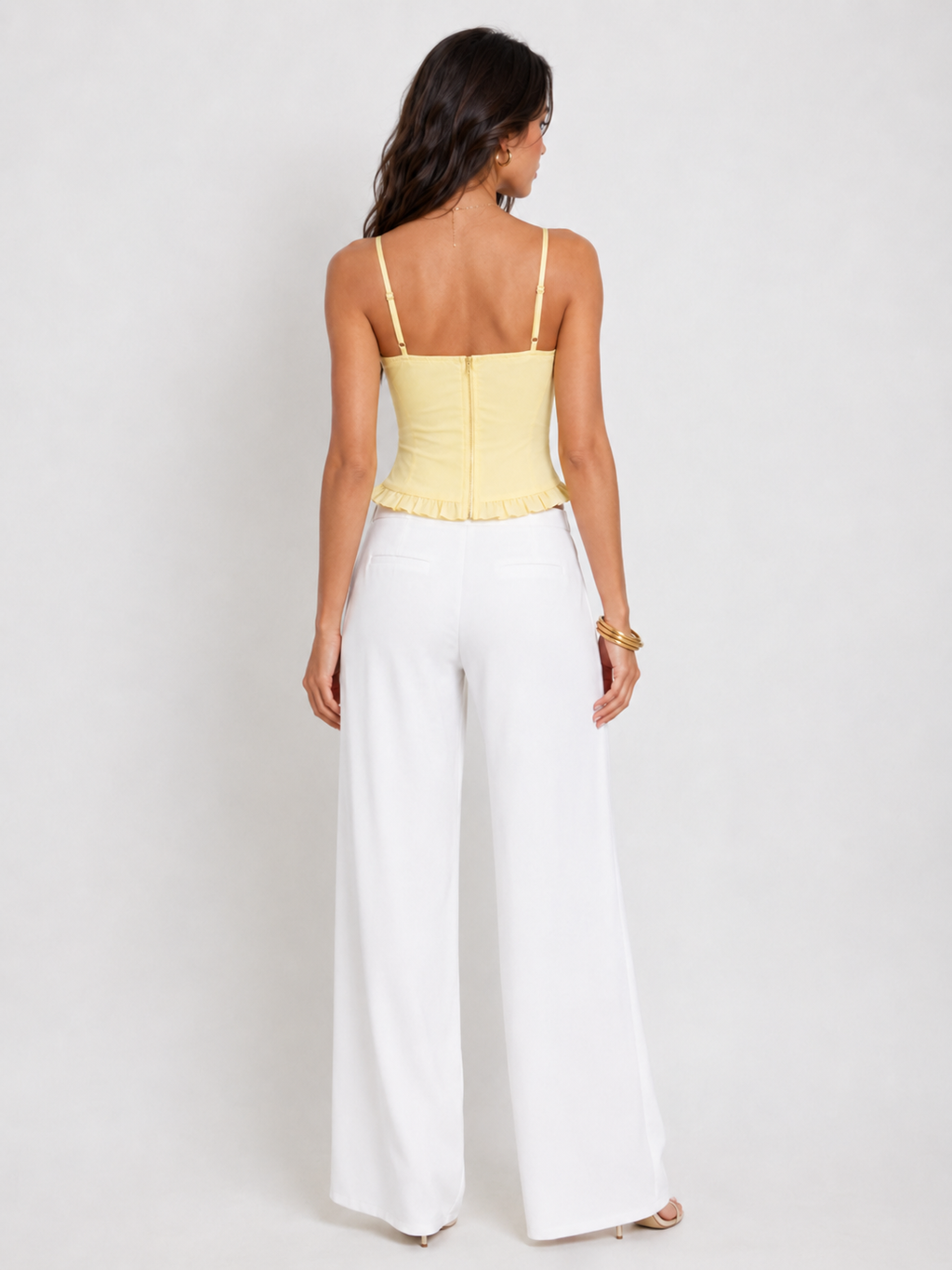 Ruffled Trim Bow Decor Cami Top