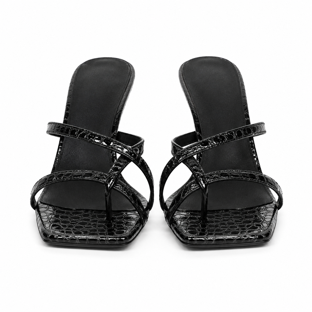 Crisscross Flare Heels Sandals