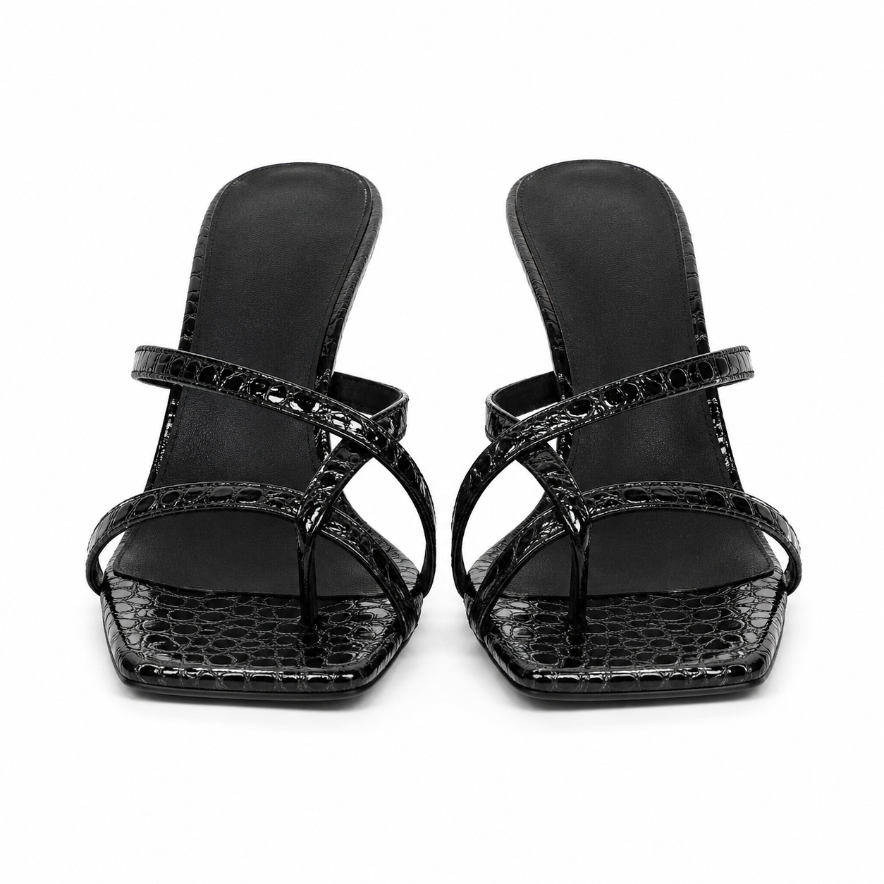 Crisscross Flare Heels Sandals