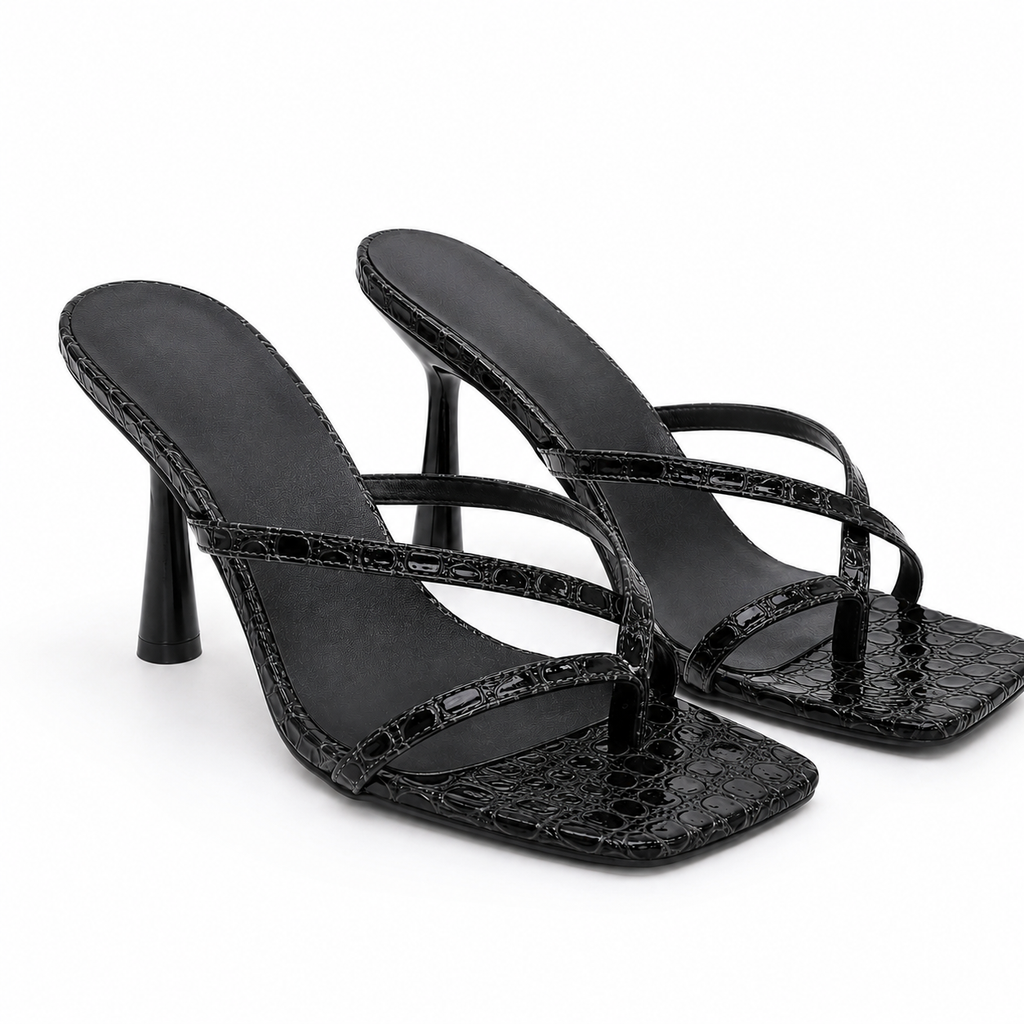 Crisscross Flare Heels Sandals